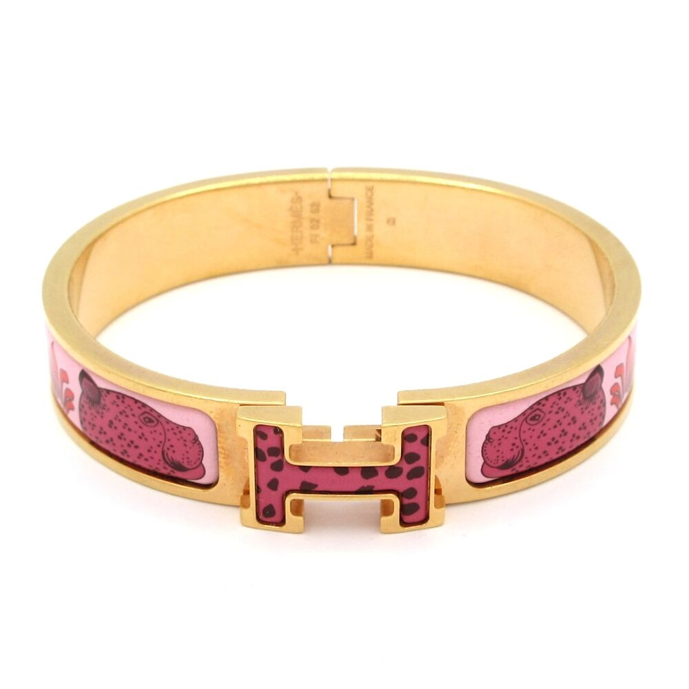 Hermès Clic H Bangle Rose Gold Pink Multi Hardware Patent Leather